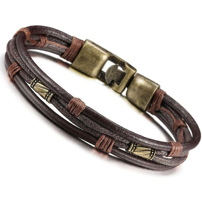 Retro Men's Braided Leather Bracelet   (Available)