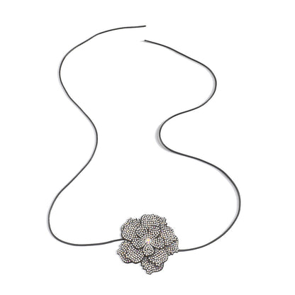 Vintage Full Diamond Chocker Camellia Necklace Wax Line Lace-up Bracelet  (Available)