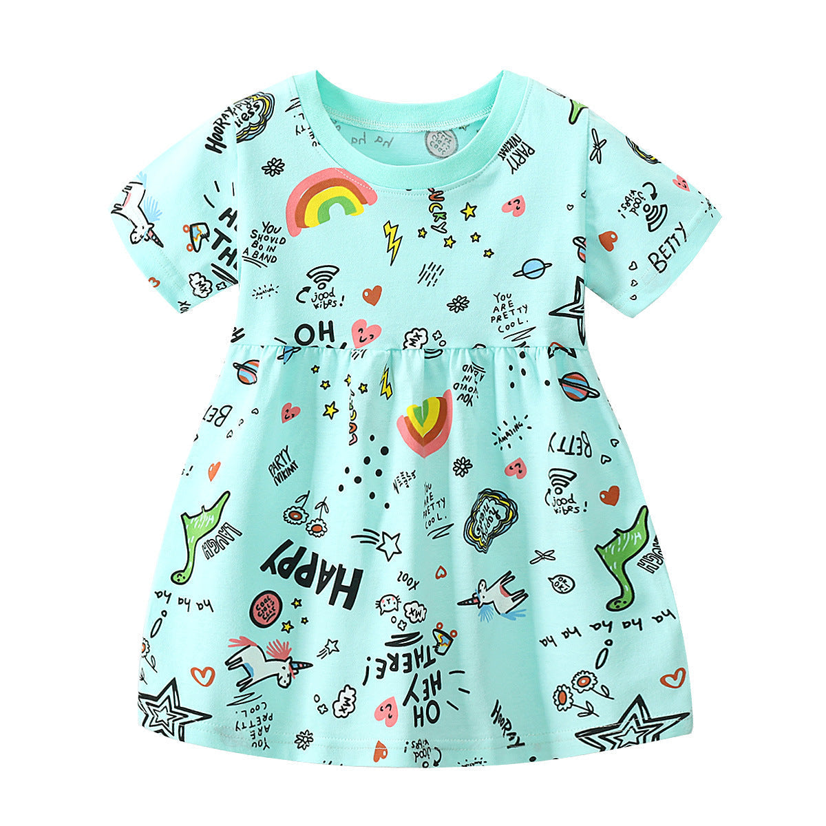 Knitted Children's Skirt Short-sleeved Cotton Girls Dress