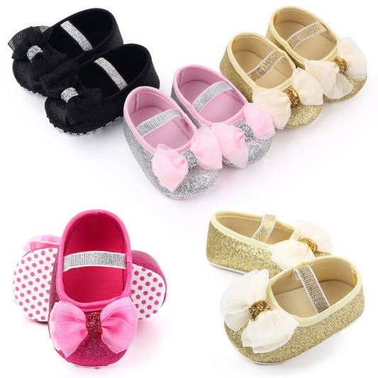 Newborn Princess Shoes Baby Shoes Soft Soled Baby Shoes Bow Princess Shoes Single Shoes  (Available)