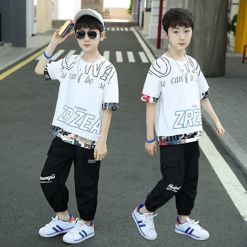 Children's Boys' Summer Suit New Summer Leisure For Middle School Boys
