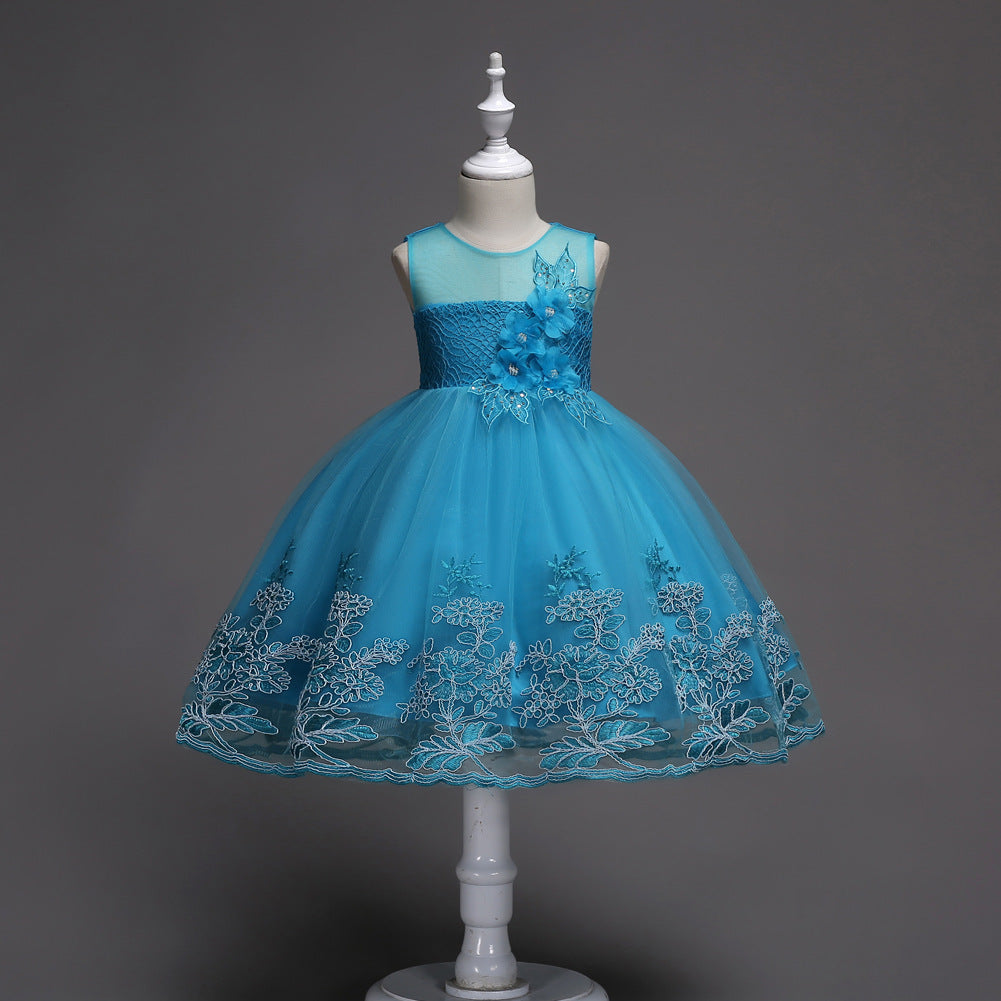 Girls Elegant Party Dress with princess-style design, soft fabric, and flared skirt for birthdays, weddings, parties, and festive occasions