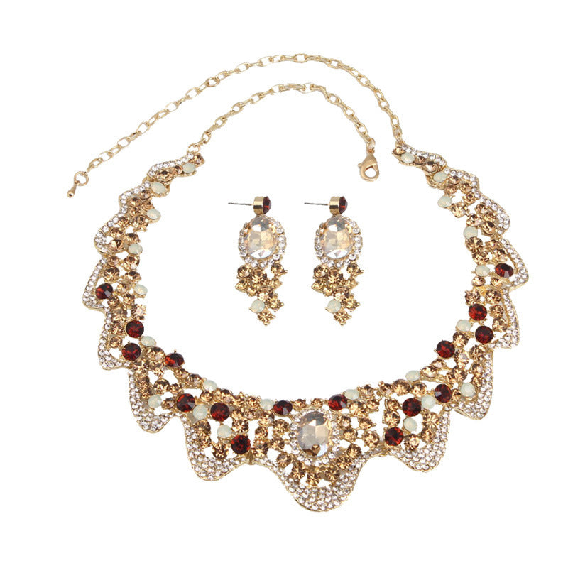 Diamond Geometric Collar Necklace Set