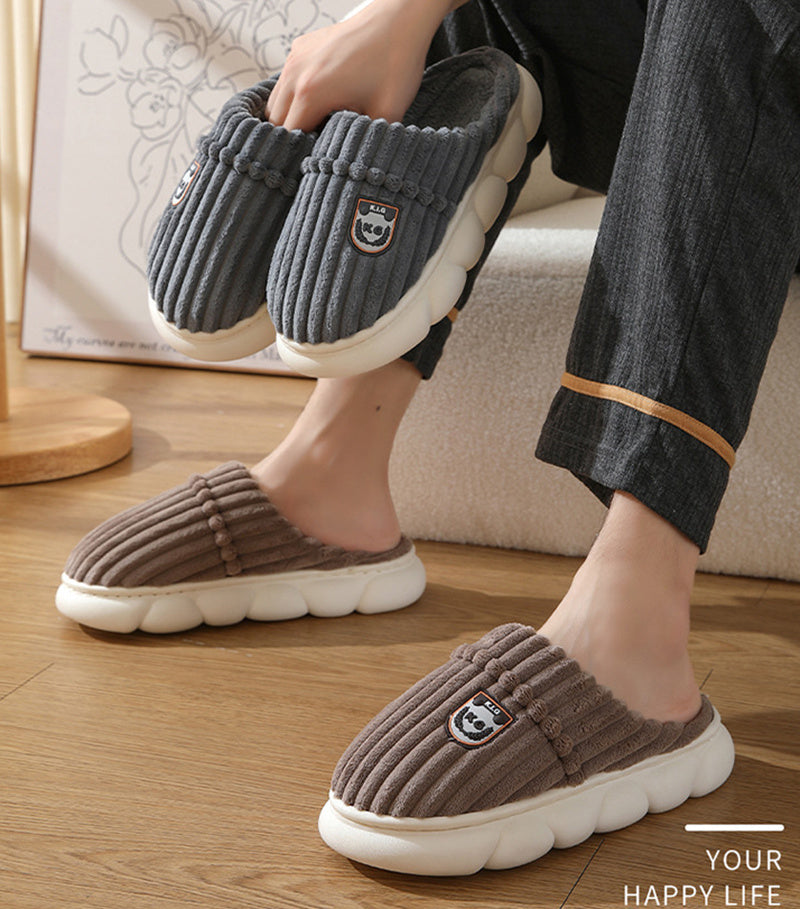 Winter Corduroy House Slippers with soft plush lining, non-slip sole, and warm cushioned design for comfortable indoor wear