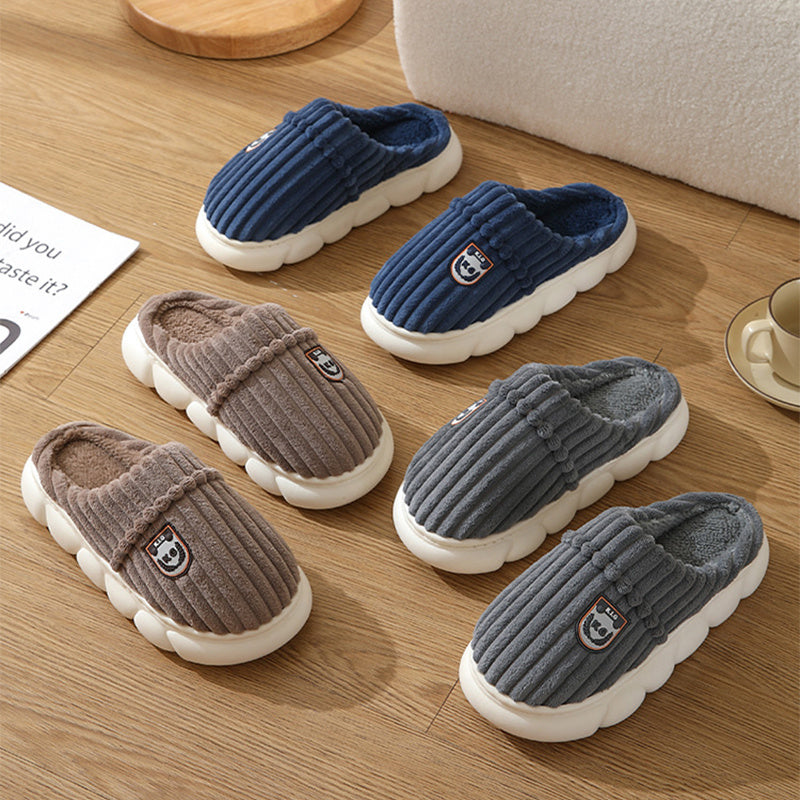 Winter Corduroy House Slippers with soft plush lining, non-slip sole, and warm cushioned design for comfortable indoor wear
