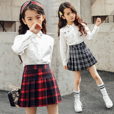 Colorful Red Tartan Skirt Versatile College Style Girl's Miniskirt