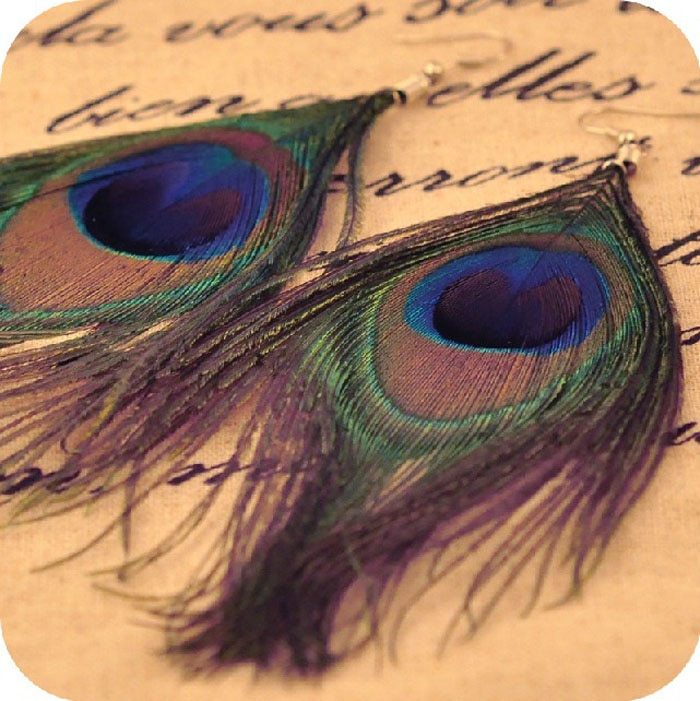 New Fashion Jewelry Earrings For Women Boho Charming Earring Simple Peacock Feather Vintage Luxury Long Dangle Earrings Cut  (Available)