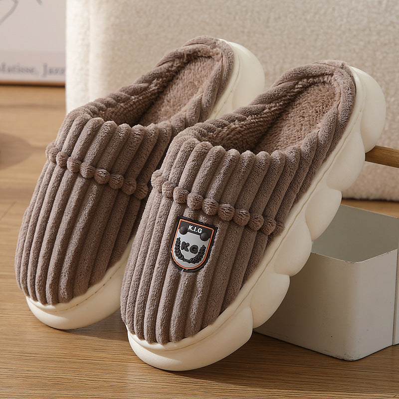 Winter Corduroy House Slippers with soft plush lining, non-slip sole, and warm cushioned design for comfortable indoor wear