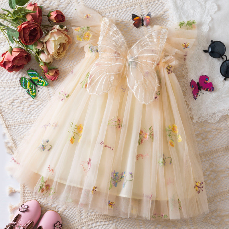 Korean Flower Embroidery Girls' Chiffon Skirt (Available)