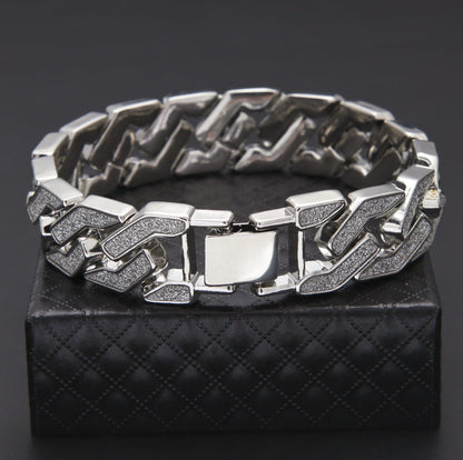 Luxury Hip-hop style Geometric Stars Sparkling Gitter Pink Men's Bracelet