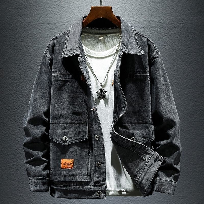 High-grade Black And Gray Denim Coat Men's Autumn New  (Available)