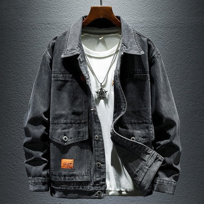 High-grade Black And Gray Denim Coat Men's Autumn New  (Available)