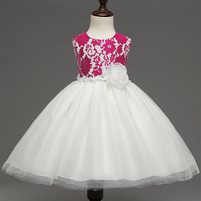 Baby Girls Vintage Lace Dress with elegant lace details, puff sleeves, and princess design for birthdays, full moon ceremonies, weddings, and parties