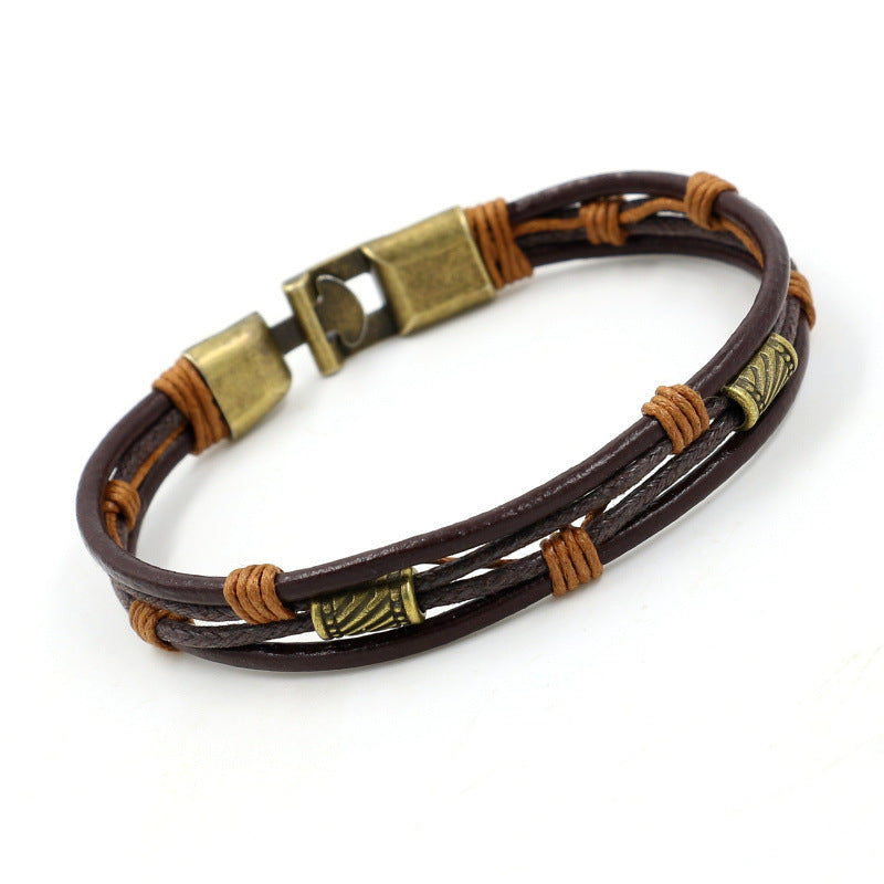 Retro Men's Braided Leather Bracelet   (Available)