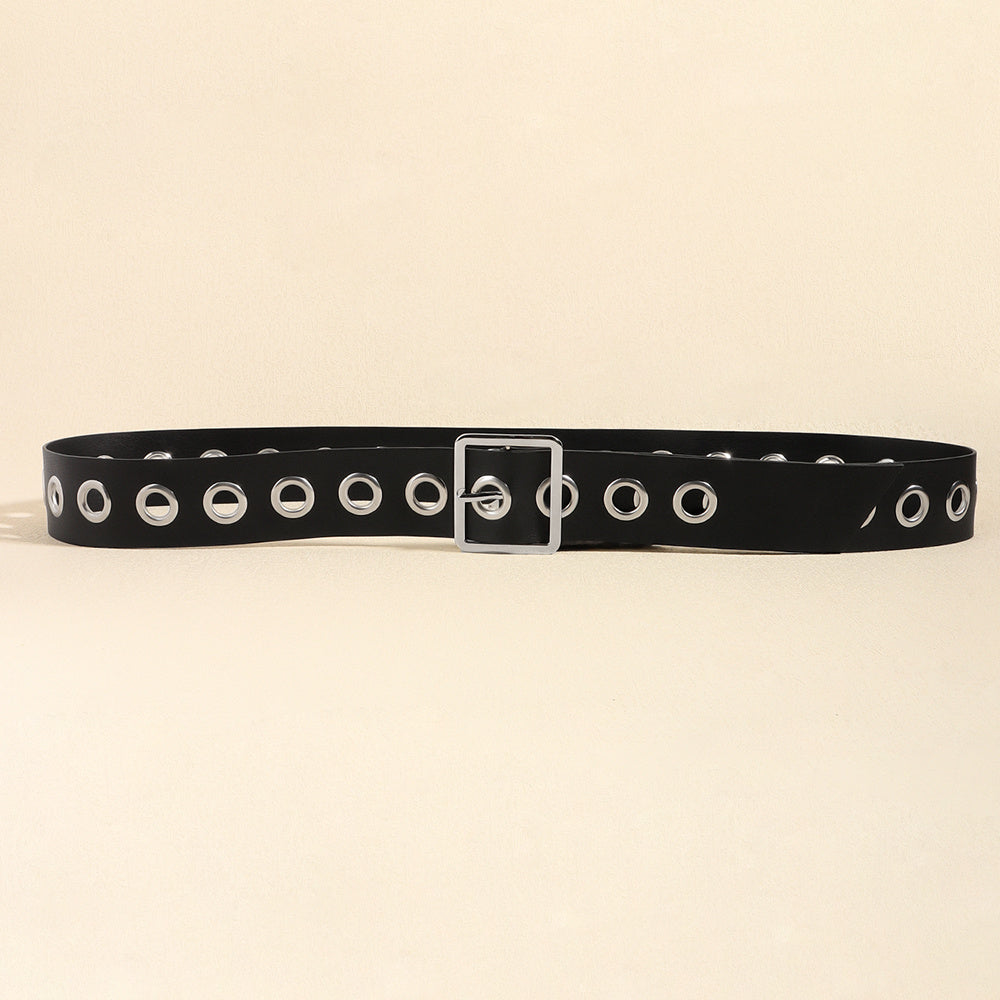 Men And Women Fashion Hollow Belt Personality Punk Style PU Soft Belt Jeans Hip Hop Accessories  (Available)