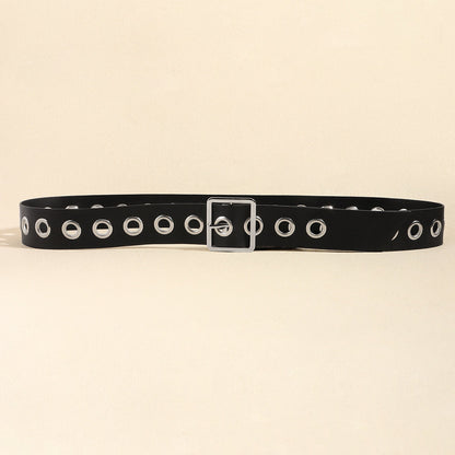 Men And Women Fashion Hollow Belt Personality Punk Style PU Soft Belt Jeans Hip Hop Accessories  (Available)