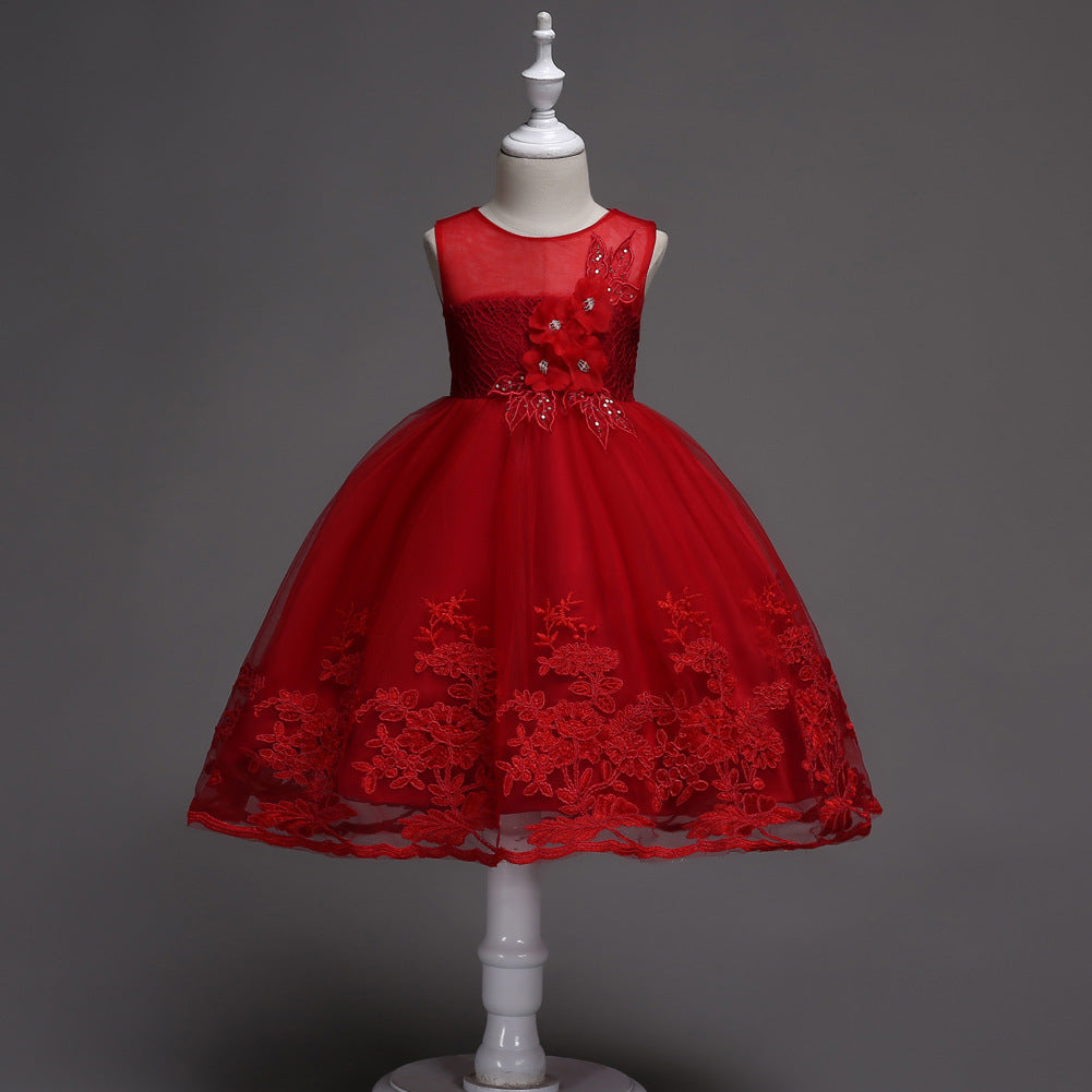 Girls Elegant Party Dress with princess-style design, soft fabric, and flared skirt for birthdays, weddings, parties, and festive occasions