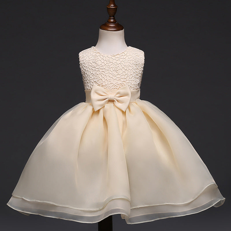 Baby Girls Wedding Party Dress with elegant princess design, soft fabric, floral details, and flowing skirt for weddings, birthdays, and flower girl events