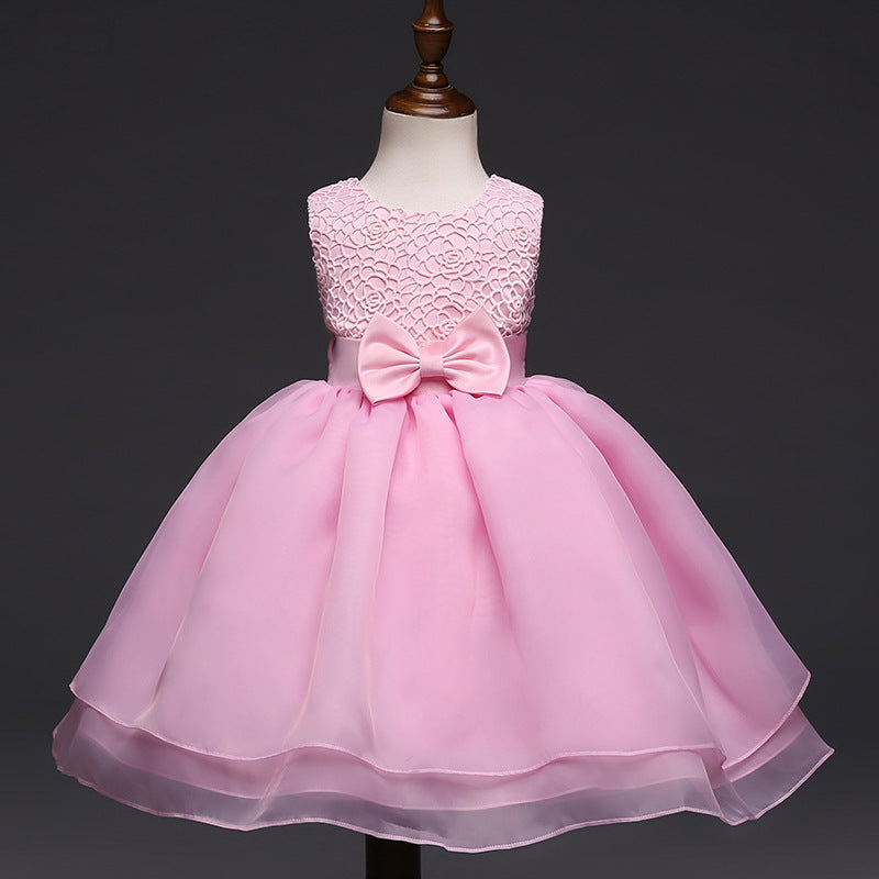 Baby Girls Wedding Party Dress with elegant princess design, soft fabric, floral details, and flowing skirt for weddings, birthdays, and flower girl events