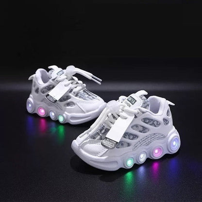 Sneakers Kids Fashion LED Light Shoes Letter Webbing Mesh  Boys Shoes (Available)