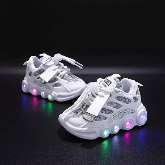 Sneakers Kids Fashion LED Light Shoes Letter Webbing Mesh  Boys Shoes (Available)