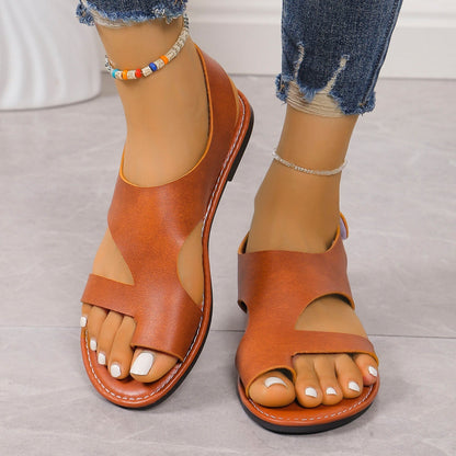 Women's Velcro Toe Covering Flat Sandals  (Available)