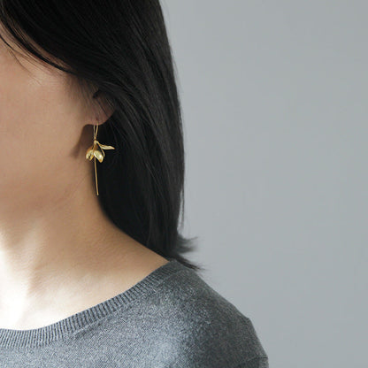 Gold Silver Earring Fashion Jewelry Elegant Magnolia Flower Dangle Earrings For Women Gifts  (Available)
