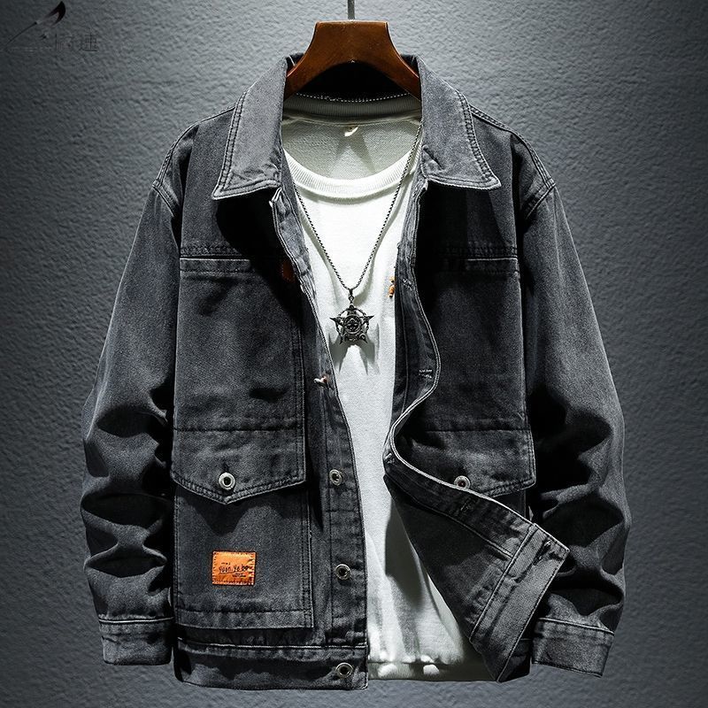 High-grade Black And Gray Denim Coat Men's Autumn New  (Available)