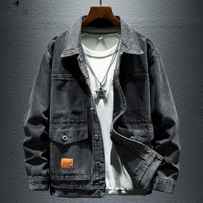 High-grade Black And Gray Denim Coat Men's Autumn New  (Available)