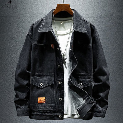 High-grade Black And Gray Denim Coat Men's Autumn New  (Available)