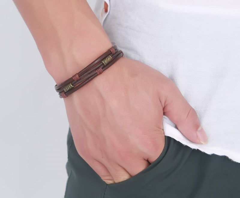 Retro Men's Braided Leather Bracelet   (Available)