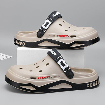 Sandals Summer Breathable Closed Toe Men's Slippers Dual-use Beach Shoes