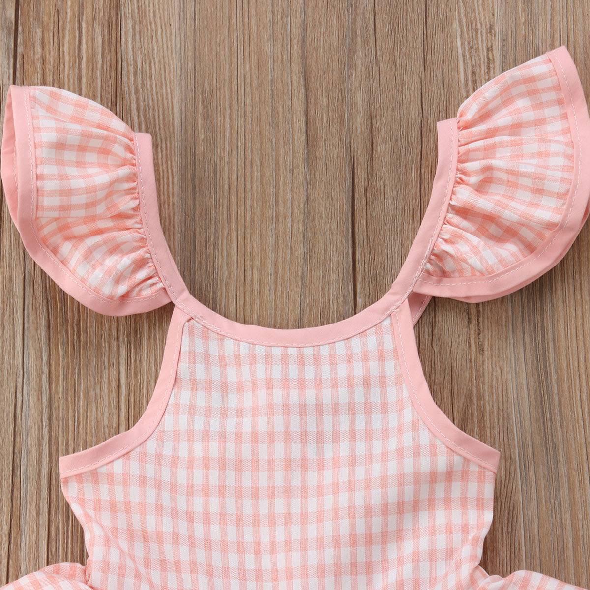 Plaid Backless Flying Sleeve Lace Up Dress Children's Sling Cake Dress