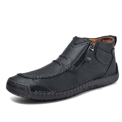 Men's Flats Ankle Boots Fashion Casual Side-zipper Boot Temperament Commuter Shoes