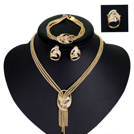 Fashion Necklace Bracelet Earrings Ring Jewelry Set  (Available)
