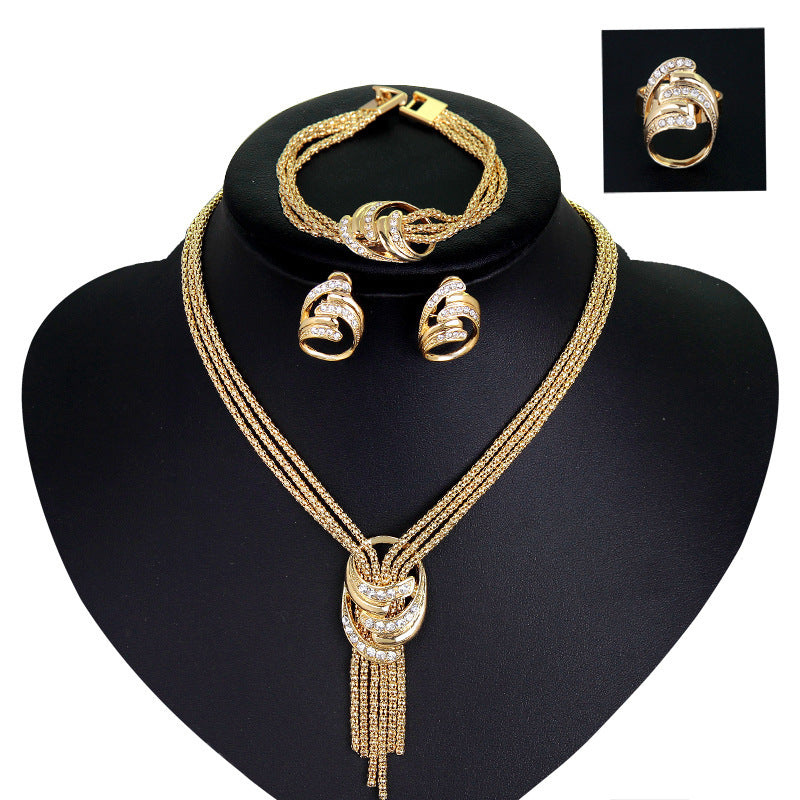 Fashion Necklace Bracelet Earrings Ring Jewelry Set  (Available)