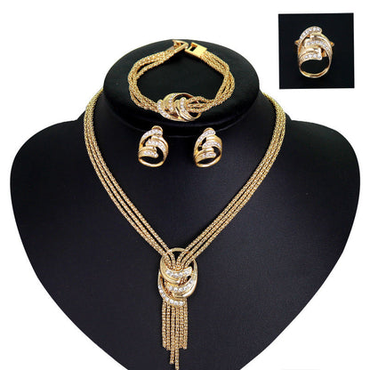 Fashion Necklace Bracelet Earrings Ring Jewelry Set  (Available)