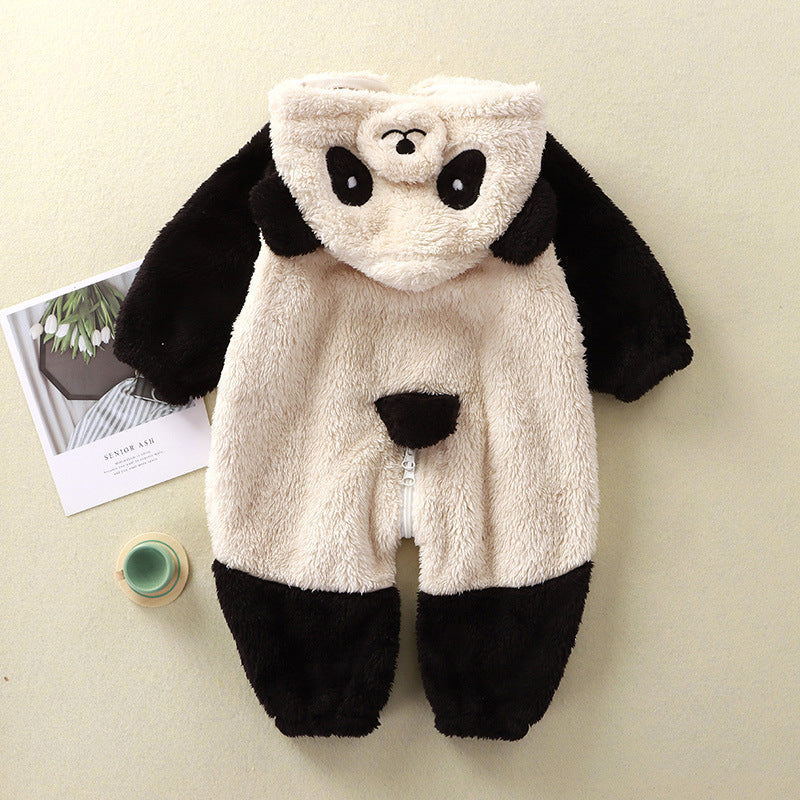 Autumn And Winter New Baby Cartoon Animal Plush One-piece Children's Loungewear