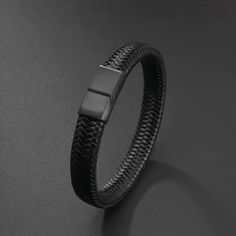 Men's Leather Magnetic Buckle Bracelet  (Available)