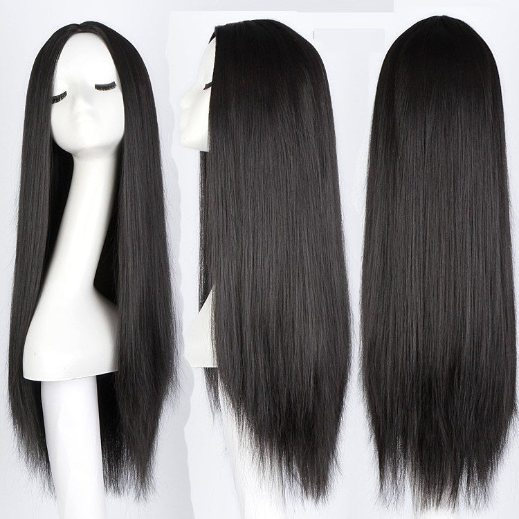 Wigs for women with air bangs, long straight hair, soft girl, realistic and natural full head set  (Available)