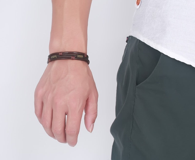 Retro Men's Braided Leather Bracelet   (Available)