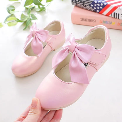 Girls Princess Shoes Shallow Bowknot Metallic Color Fashion Sweet Girl's Mary Janes Shoes Light Non-slip 26-36 Kids Ballet Flats