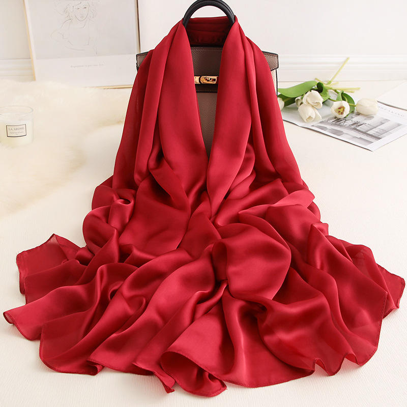 Luxury Brand Women Fashion Scarf Plain Solid Silk Linen Shawls Scarves Summer Lady Bandanas Pashmina Foulard Hijab 180*90Cm