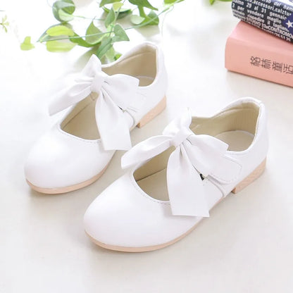 Girls Princess Shoes Shallow Bowknot Metallic Color Fashion Sweet Girl's Mary Janes Shoes Light Non-slip 26-36 Kids Ballet Flats