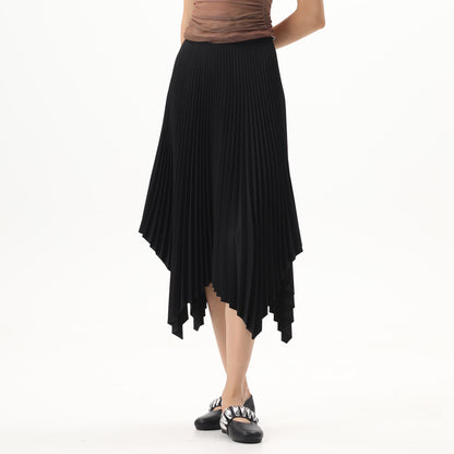 Women Crepe Chiffon Polyester Fabric Elegant Maxi Casual Pleated Long Skirts