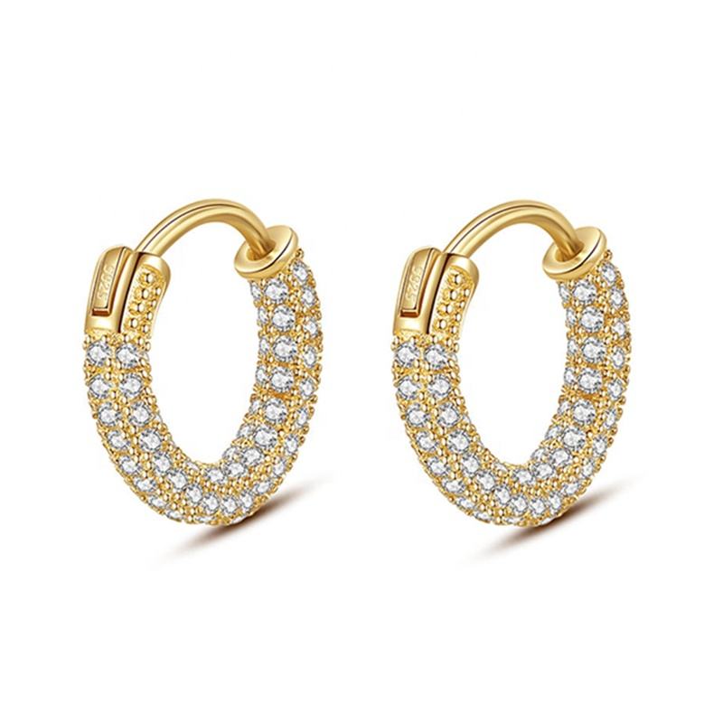 Ear Clip Korean Style Light Luxury S925 Sterling Silver Earring Zircon Inlaid Hoop Earrings For Girls