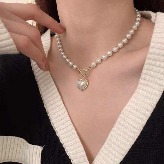 40cm Long Love Imitation Mabei OT Clavicle Chain Natural 7-8mm High-quality Freshwater Pearl Necklace Women's Pearl Necklace Necklace (Copy)