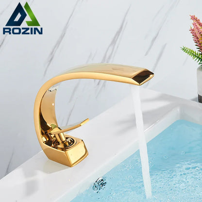 Luxury Brass Basin Faucet Deck Mounted Black Hot Cold Water Bathroom Basin Wash Mixer Tap Single Hole For Bathroom