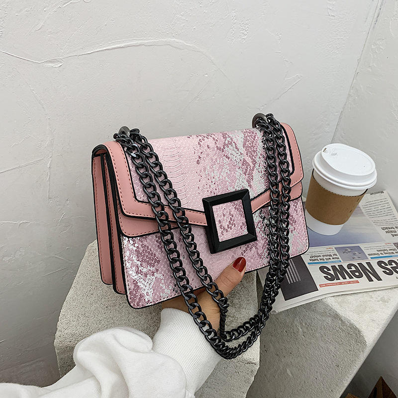 New color snake pattern chain messenger shoulder trendy bag