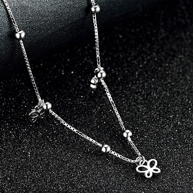 Sterling Silver Butterfly with Bell Pendant Anklet Jewelry